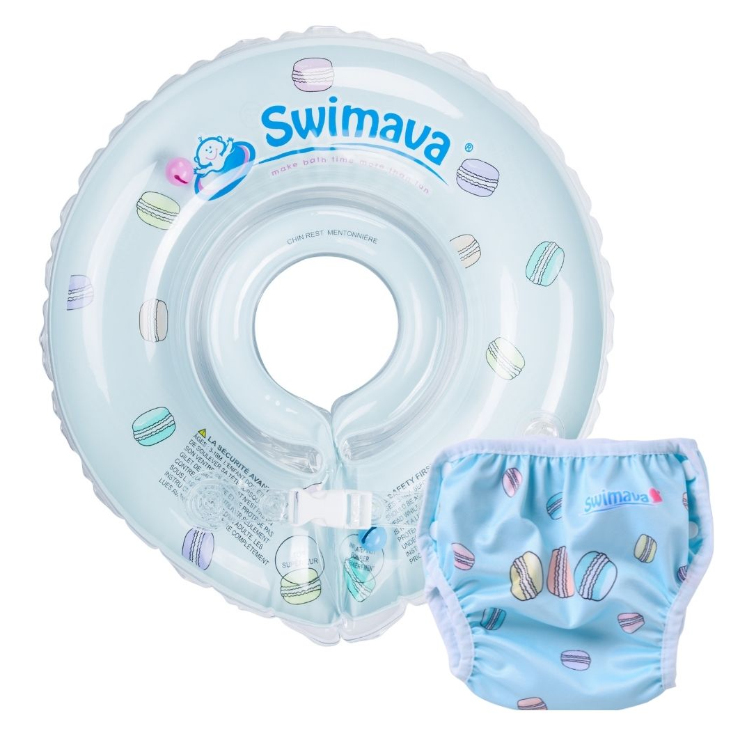 Set Regalo Aro flotador Diseño Macarron + Pañal de Baño