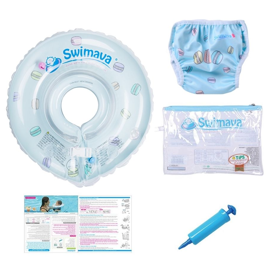 Set Regalo Aro flotador Diseño Macarron + Pañal de Baño